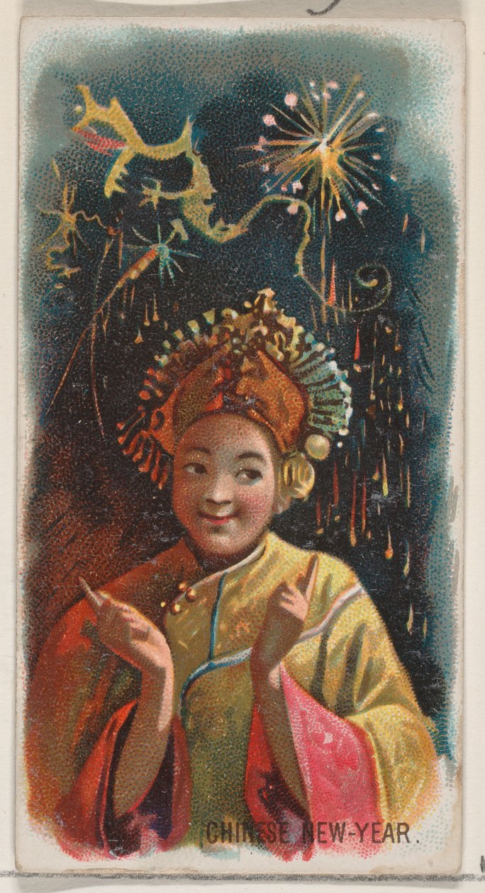 Chinesisches Neujahr, aus der Feiertagsserie N80 für Duke-Zigaretten, 1890 von George S. Harris and Sons