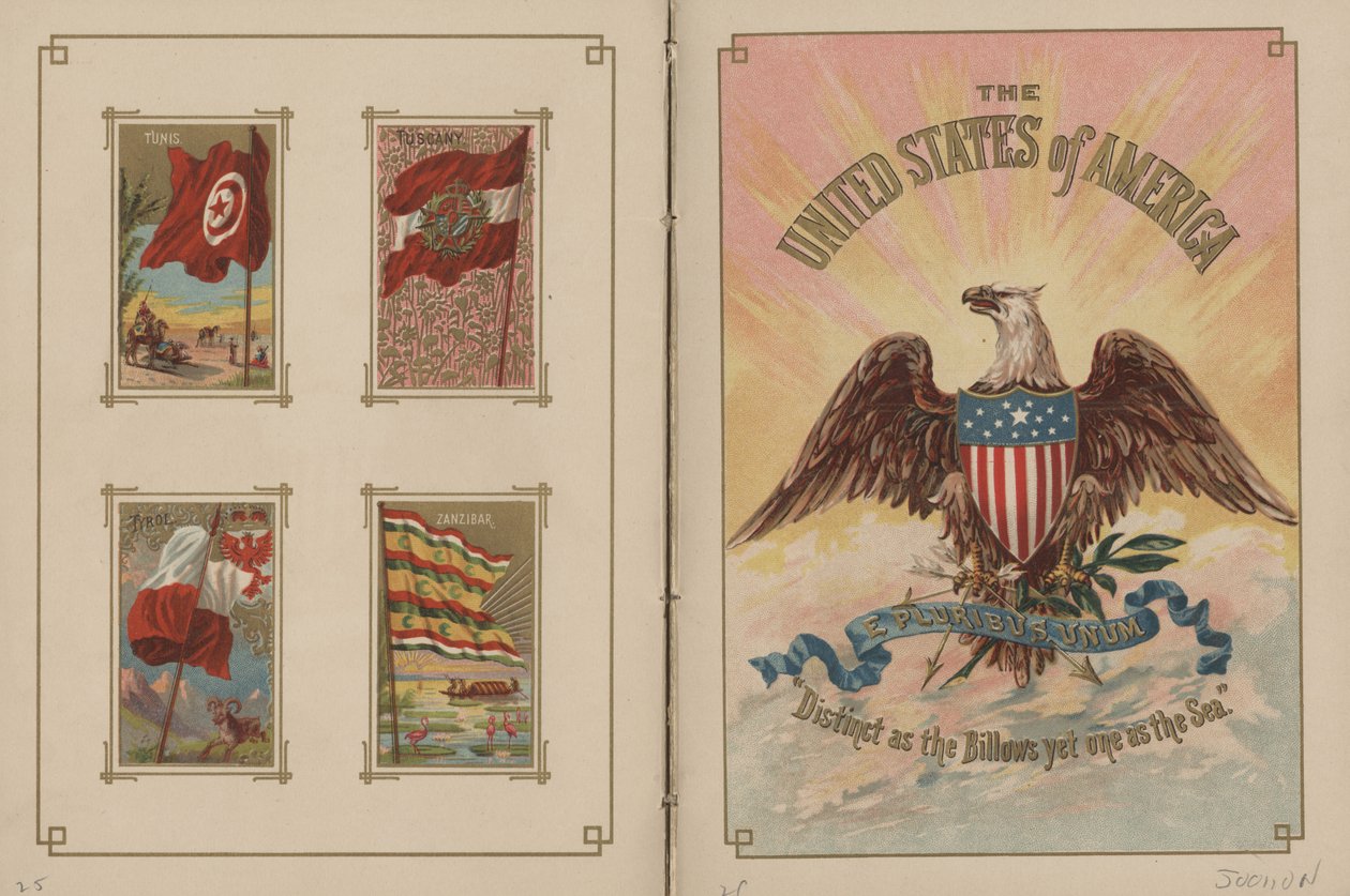Flaggen aller Nationen und der Vereinigten Staaten von Amerika - Seiten 25 und 26, 1887 von George S. and Sons Harris