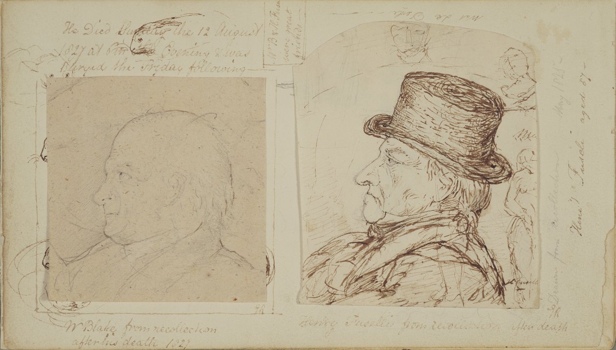 Studien von Kaninchen mit überlagerten Porträts von William Blake und Henry Fuseli von George Samuel