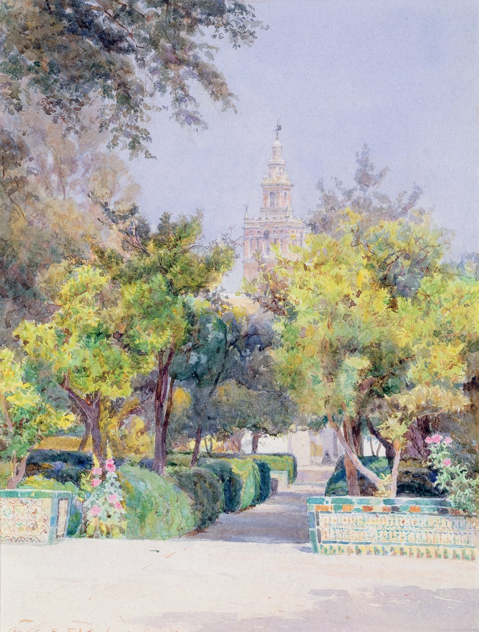 Im Garten des Alcazar, Sevilla, 1893 von George Samuel Elgood
