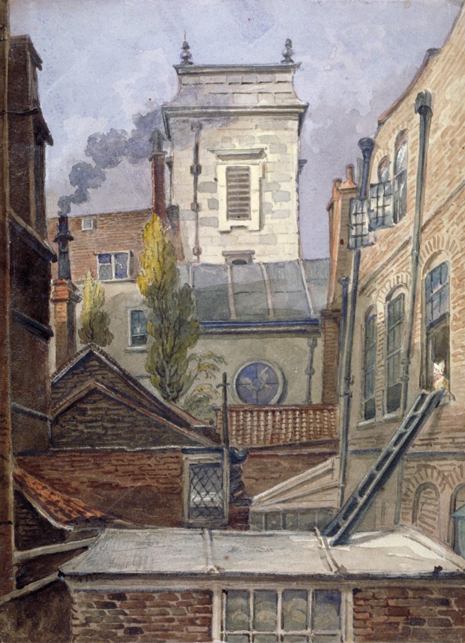 Der Turm der Kirche St. George Botolph Lane, City of London, ca. 1830 von George Shepheard
