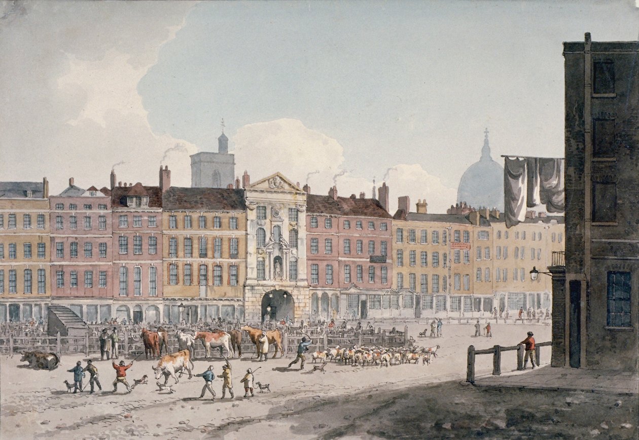 Smithfield Market, City of London, 1810 von George Shepherd