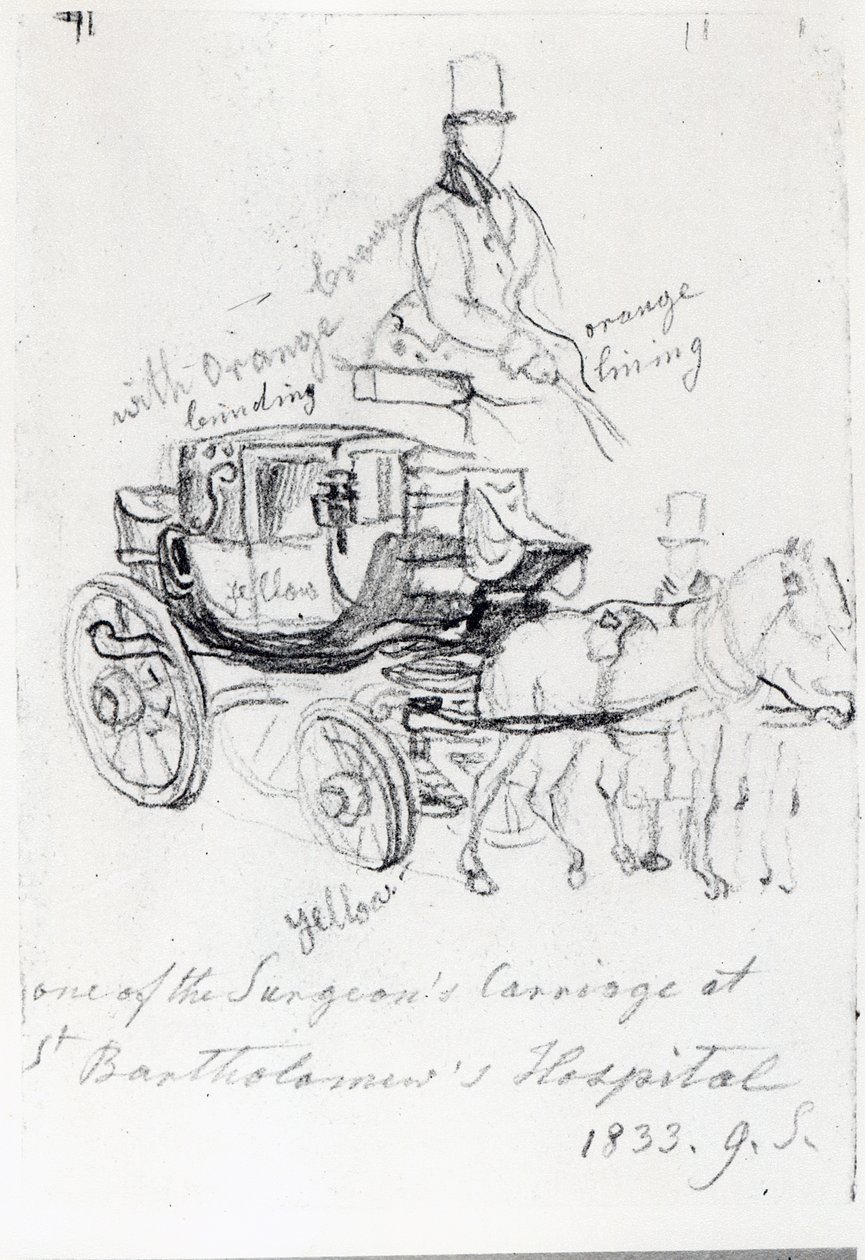 Chirurgenkutsche am St. Bartholomews Hospital, London, 1833 von George Snr Scharf