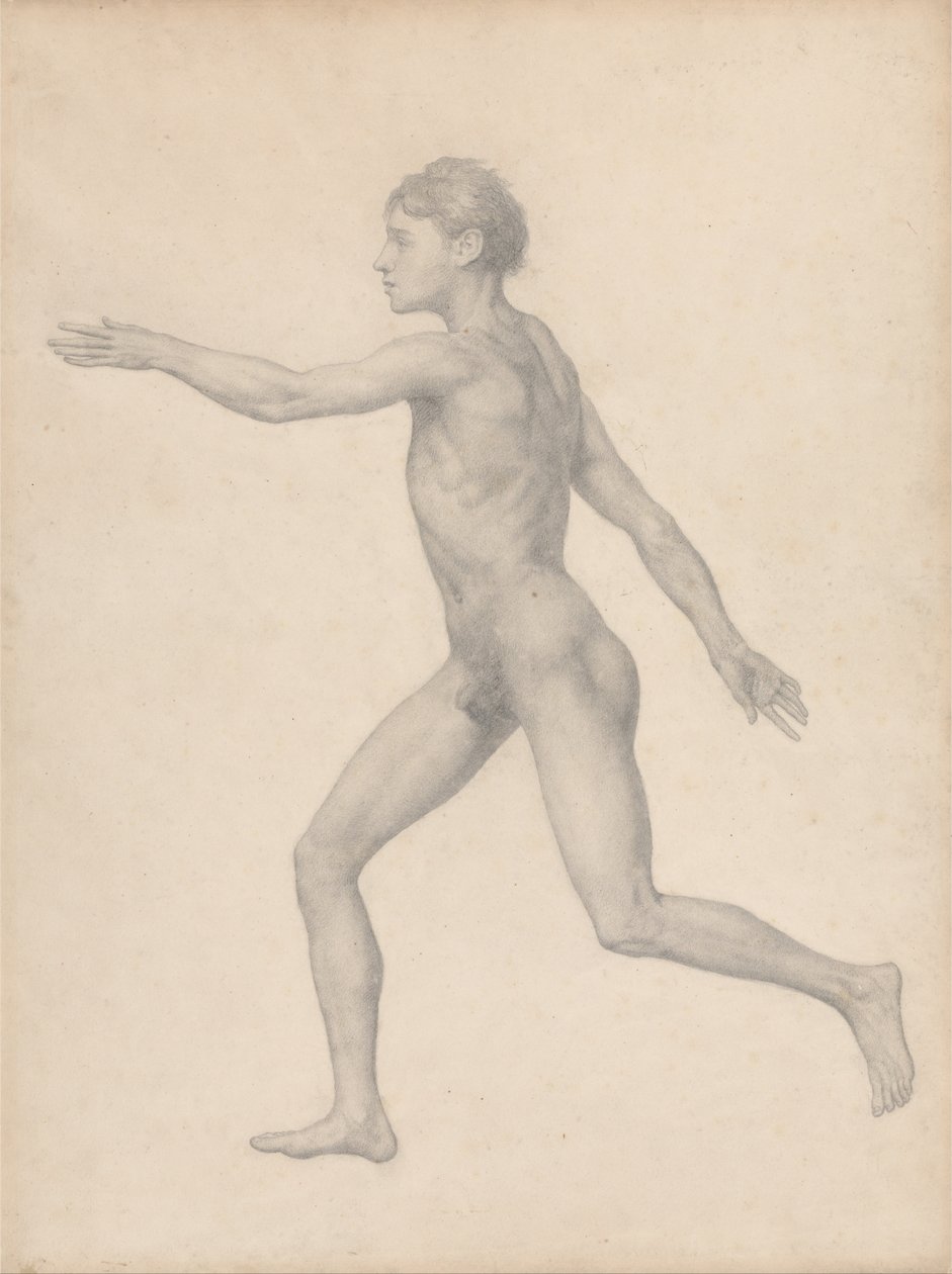 Vergleichende anatomische Darstellung der Struktur des menschlichen Körpers mit der eines Tigers und eines gewöhnlichen Huhns: Menschliche Figur, Seitenansicht, unzerlegt von George Stubbs