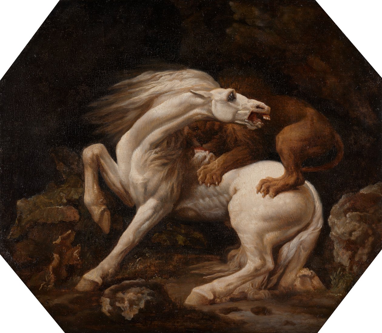 Pferd von einem Löwen angegriffen Episode C von George Stubbs
