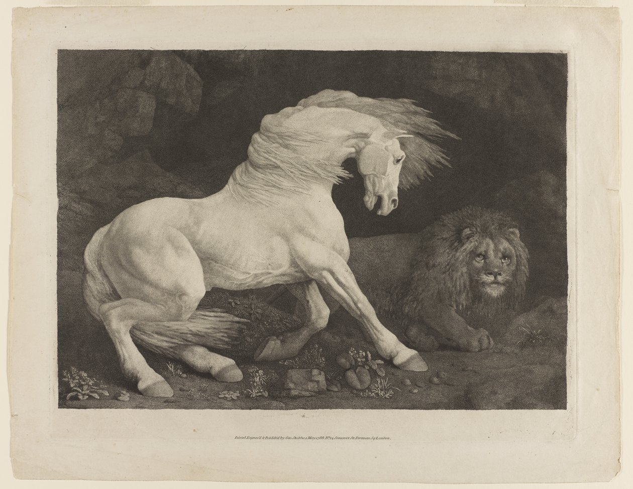 Ein von einem Löwen erschrecktes Pferd, nach George Stubbs von George Townley Stubbs
