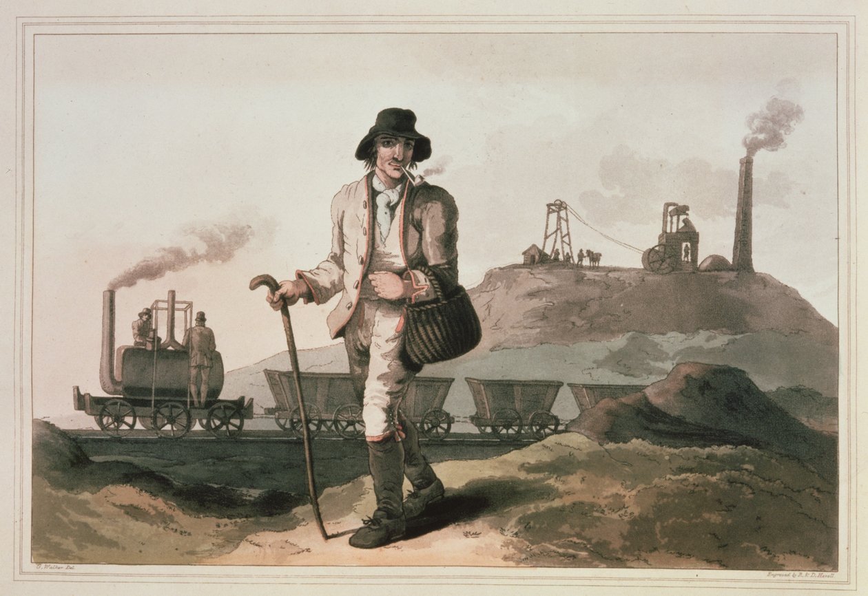 Blenkinsop-Lokomotive in der Middleton-Kohlengrube bei Leeds, graviert von Robert und Daniel Havell, 1814 von George Walker