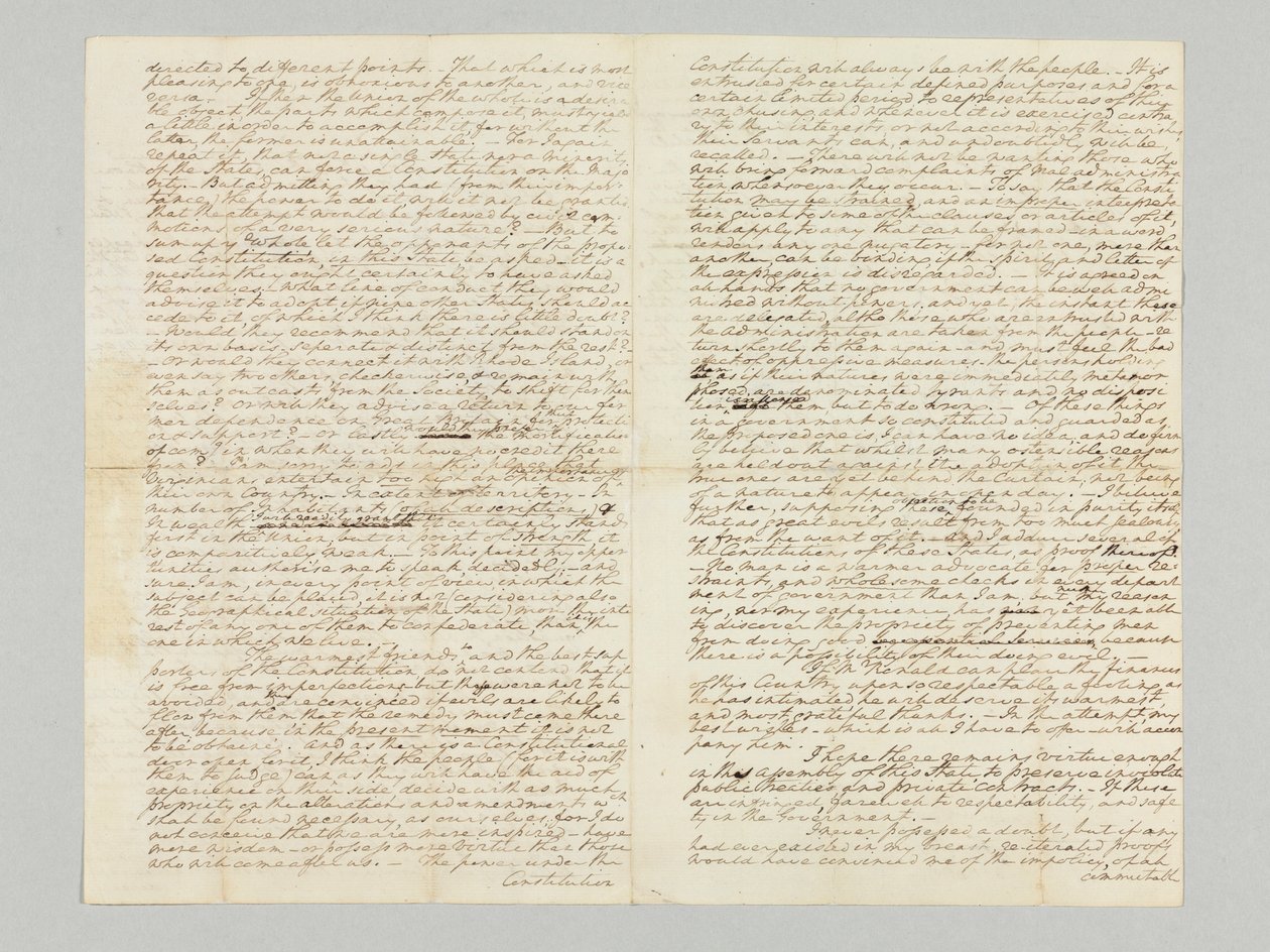"Die Macht unter der Verfassung wird immer beim Volk liegen", signierter Autographenbrief an Bushrod Washington, 9. November 1787 von George Washington