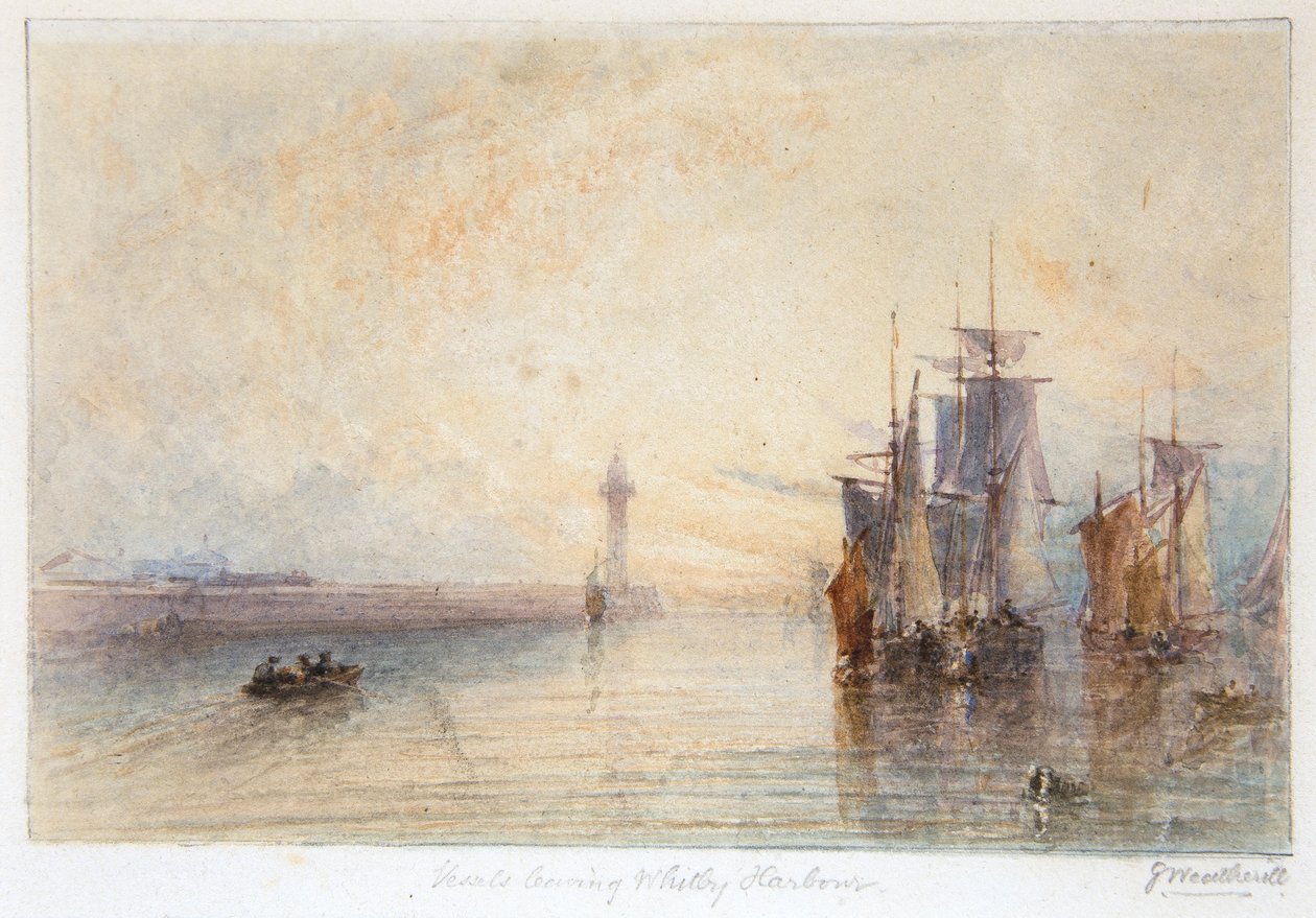 Schiffe verlassen den Hafen von Whitby von George Weatherill