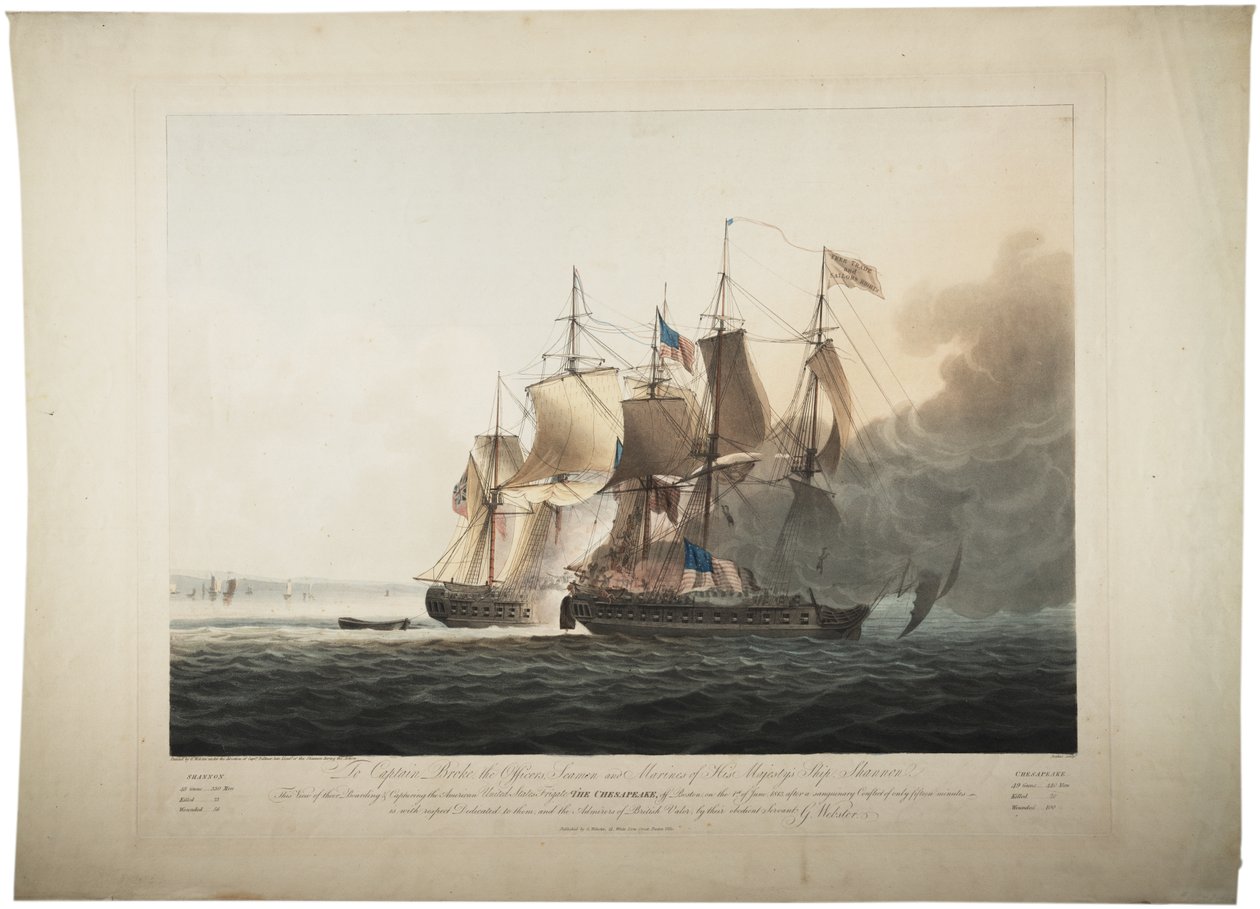 Seiner Majestät Schiff Shannon erobert die amerikanische Fregatte Chesapeake, 1813 von George Webster