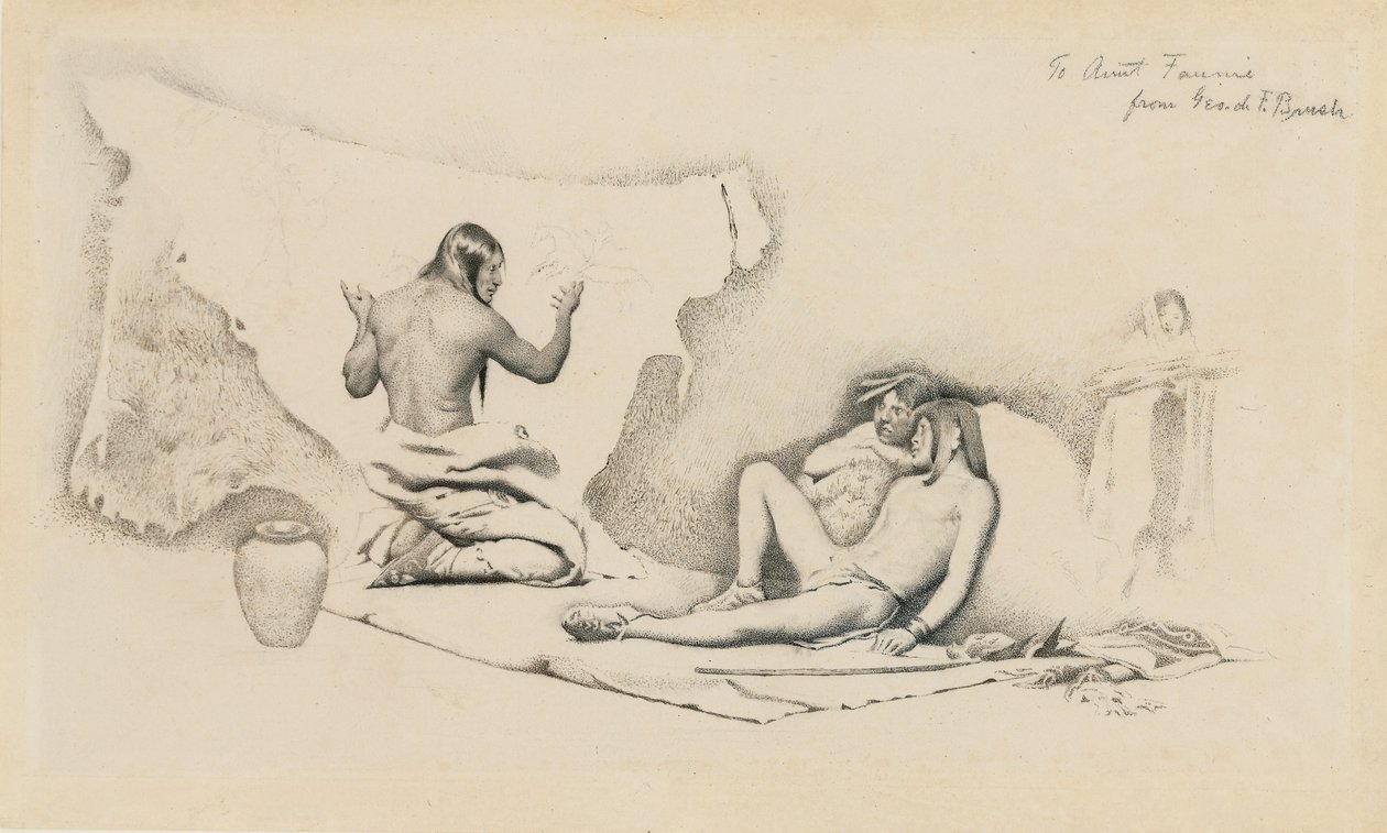 Studie für Die Geschichte des Bildschreibers, ca. 1884 von George de Forest Brush or Brusch