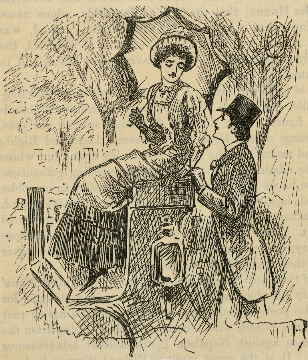 Flirten. Illustration von George du Maurier, veröffentlicht 1882 von George du Maurier