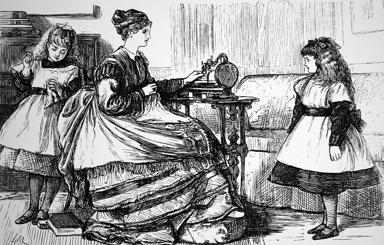 Nähmaschine in einem bürgerlichen Haushalt von George du Maurier