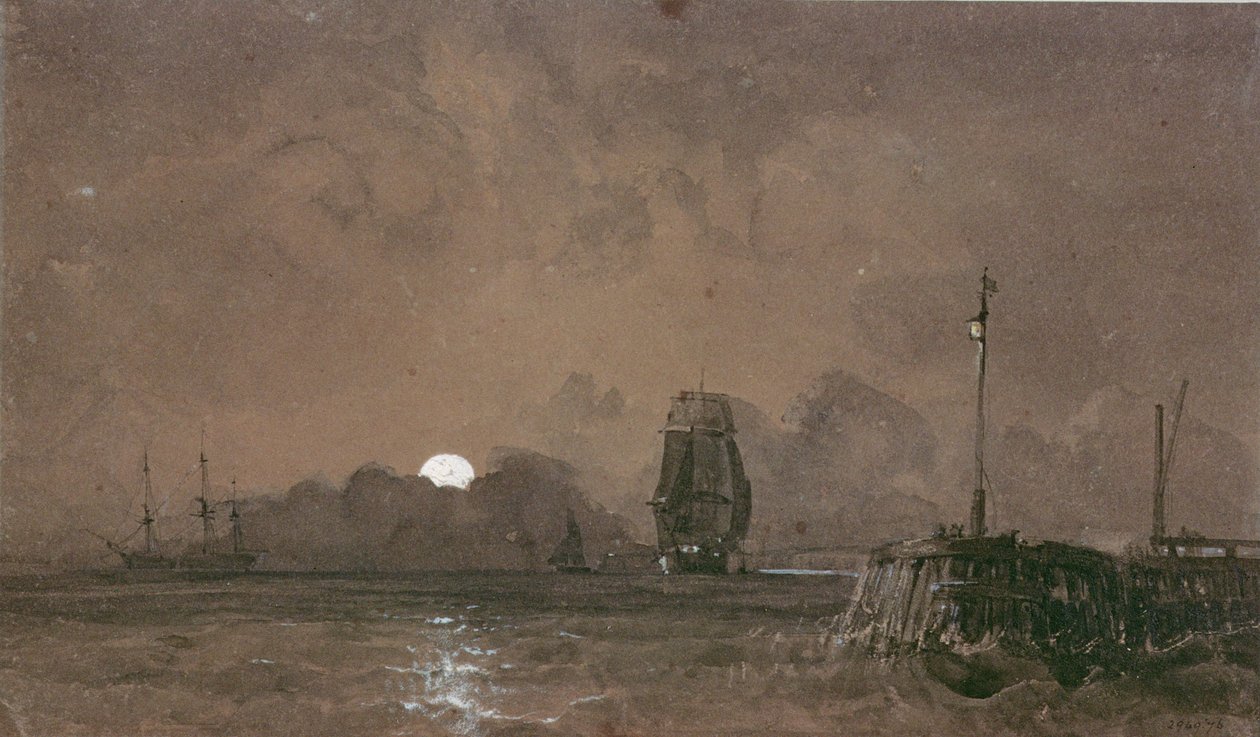 Sunderland Hafen: Mondlicht, 19. Jahrhundert von George the Elder Chambers