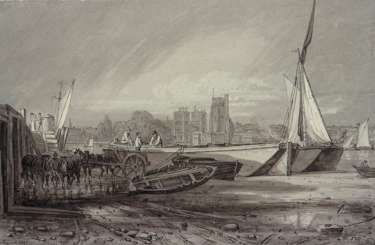 Lambeth Palace und Kirche von Millbank von George the Younger Barret