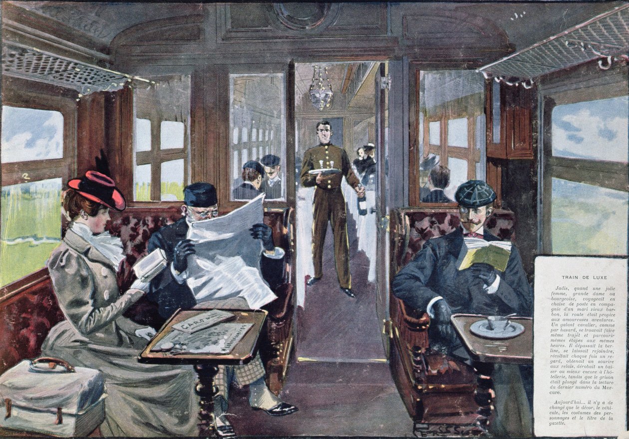 Speisewagen in einem Luxuszug von Georges Bertin Scott