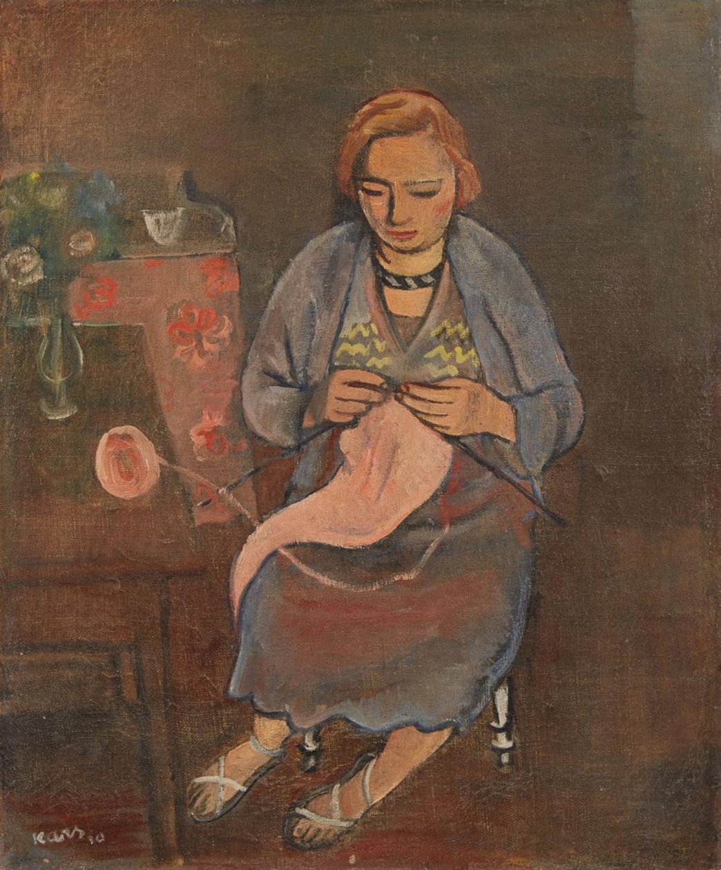 Frau beim Stricken von Georges Karpeles