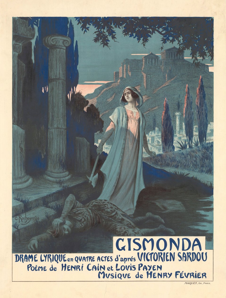 Plakat für das Theaterstück Gismonda von V. Sardou, 1919 von Georges Antoine Rochegrosse