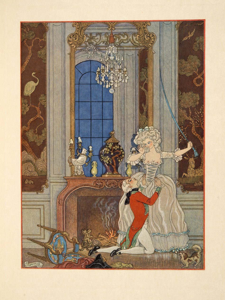Danceny erklärt Cécile seine Liebe, Illustration aus 