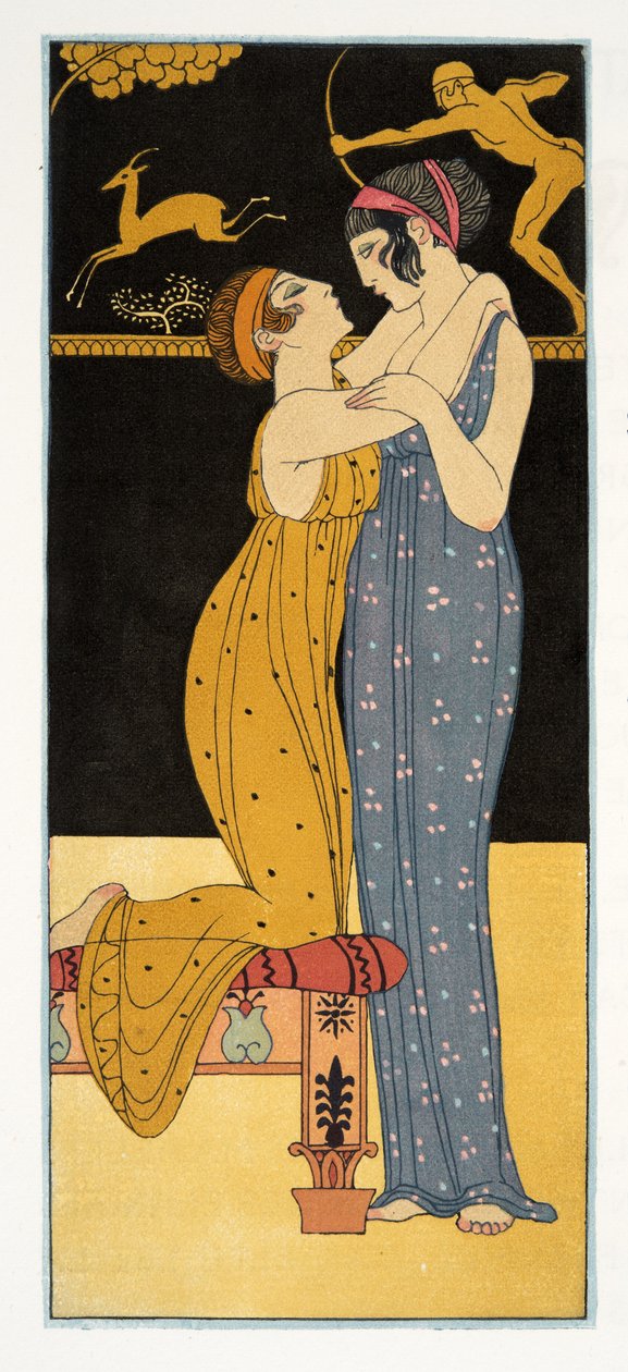 La Desir, Illustration aus Les Chansons de Bilitis von Pierre Louys, veröffentlicht 1922 von Georges Barbier