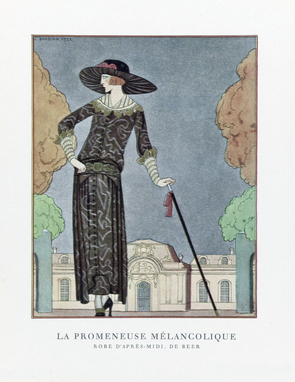 La Promeneuse Mélancolique, veröffentlicht 1922 von Georges Barbier