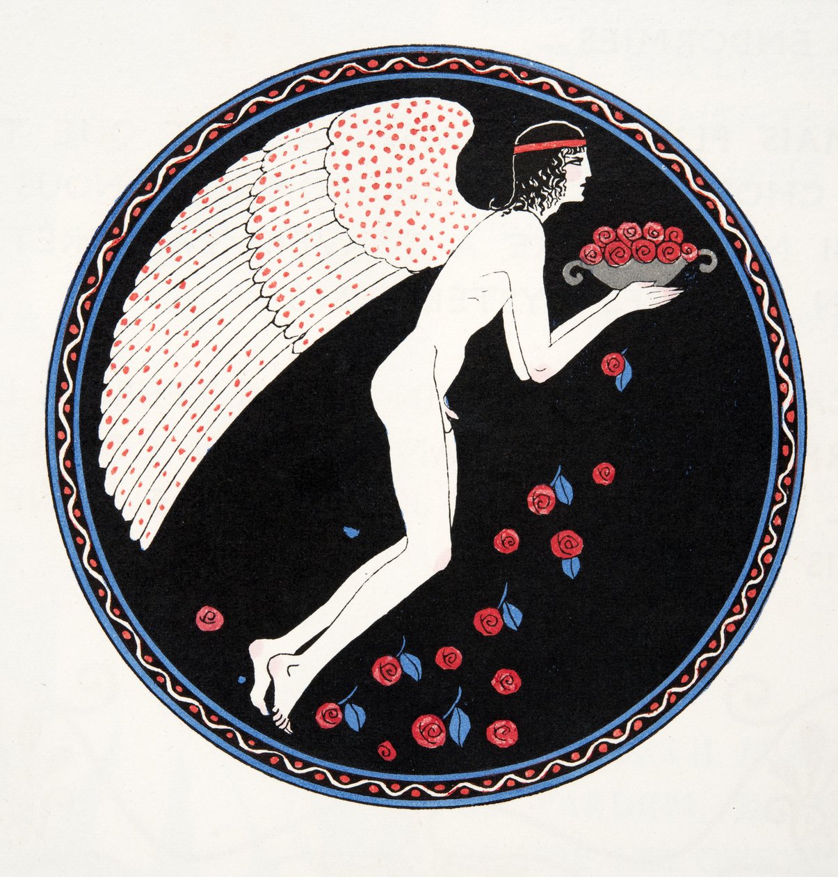 Rosen in der Nacht, Illustration aus Les Chansons de Bilitis, von Pierre Louys, veröffentlicht 1922 von Georges Barbier