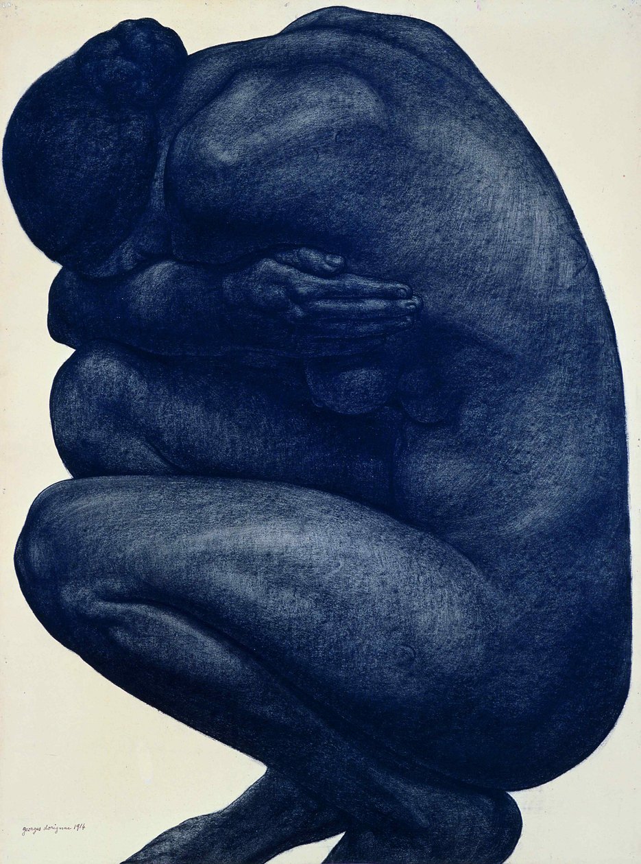 Hockende weibliche Akt, 1916 von Georges Dorignac