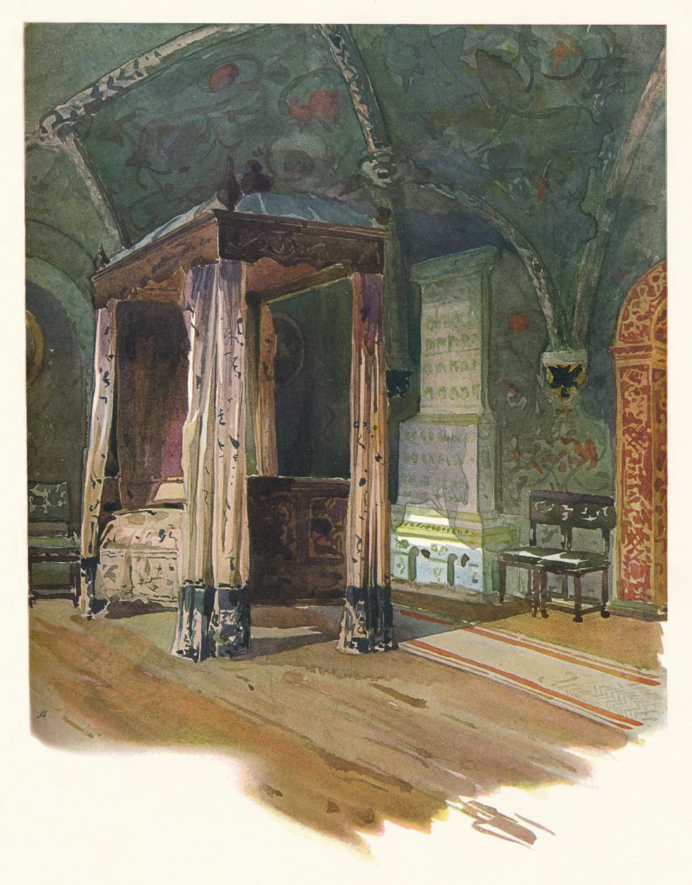 Schlafzimmer von Zar Alexei Michailowitsch im Kreml, Moskau von Georges Kossiakoff
