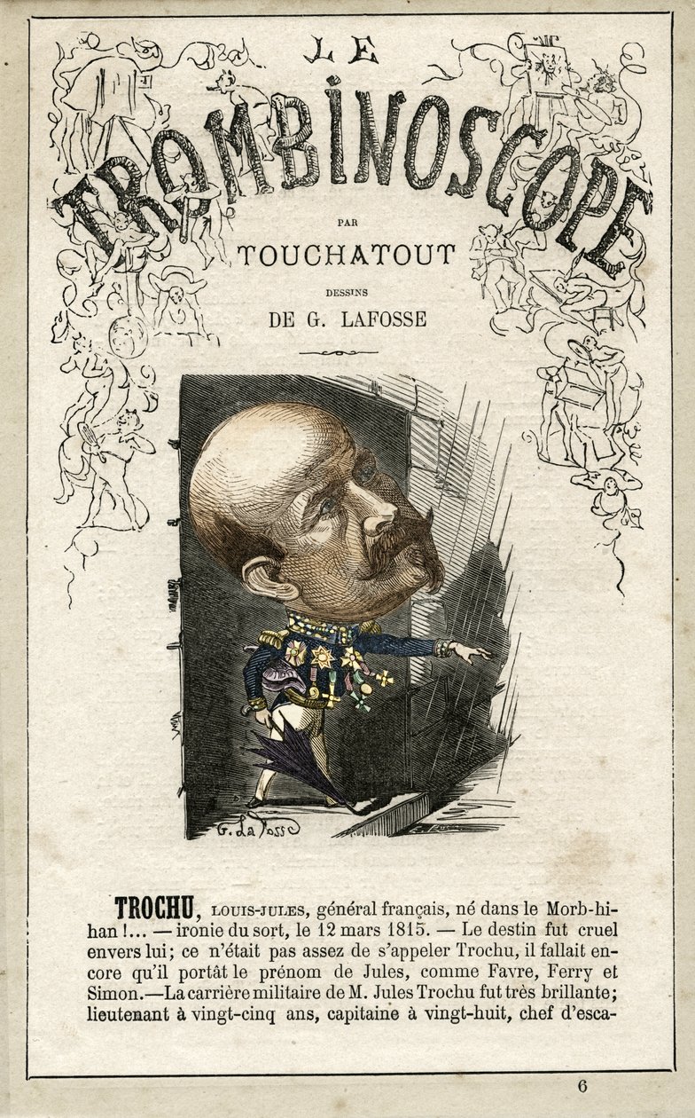 Louis-Jules TROCHU (1815-1896) Illustration aus "Le Trombinoscope", einem satirischen politischen Periodikum von Leon-Charles Bienvenu, bekannt als Touchatout (1835-1910) Monographie Nr. 6, Paris von Georges Lafosse
