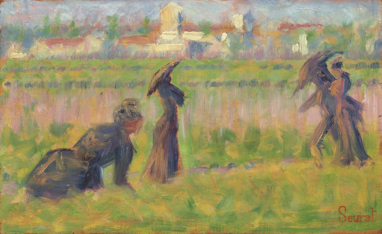 Figuren in einer Landschaft von Georges Pierre Seurat