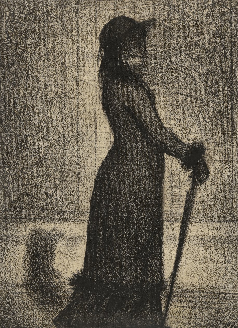 Une Elegante, Frau spaziert, ca. 1884 von Georges Pierre Seurat