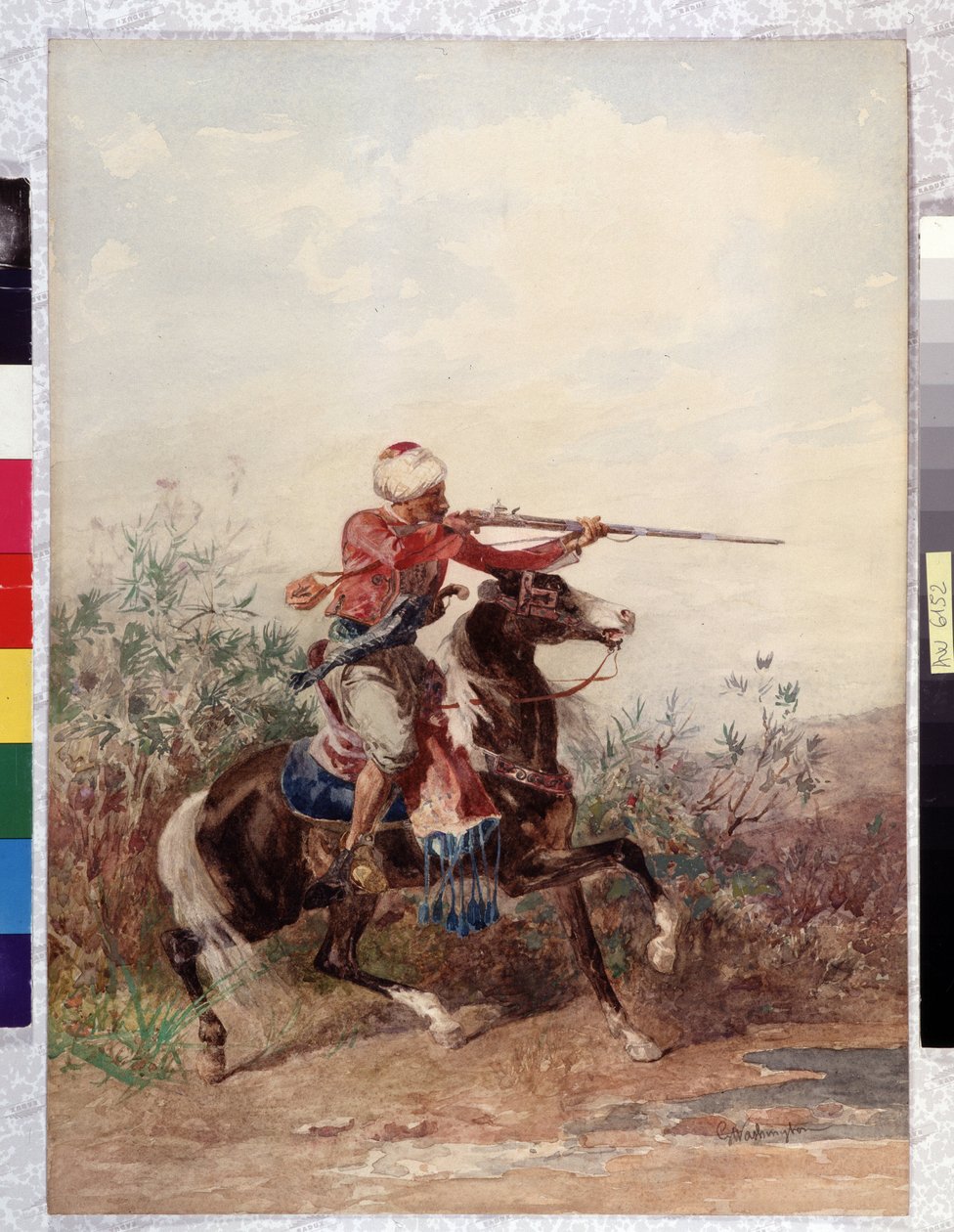 Orientalismus: Reiter zieht ein Pferd von Georges Washington