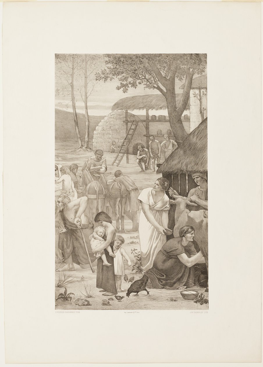 Pastorales Leben der Heiligen Genoveva (rechtes Panel) von Georges William Thornley