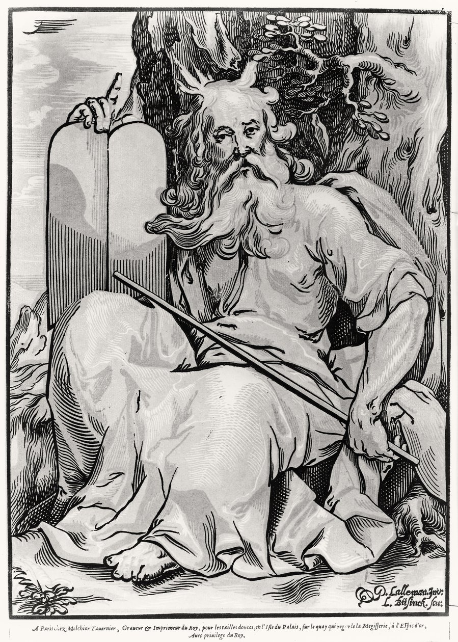 Moses, graviert von Ludwig Businck (ca. 1590-nach 1630) von Georges after Lallemand