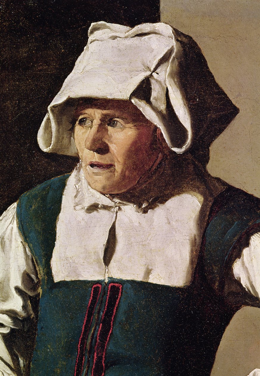 Alte Frau, Detail des Kopfes, ca. 1618-19 (Detail) von Georges de La Tour