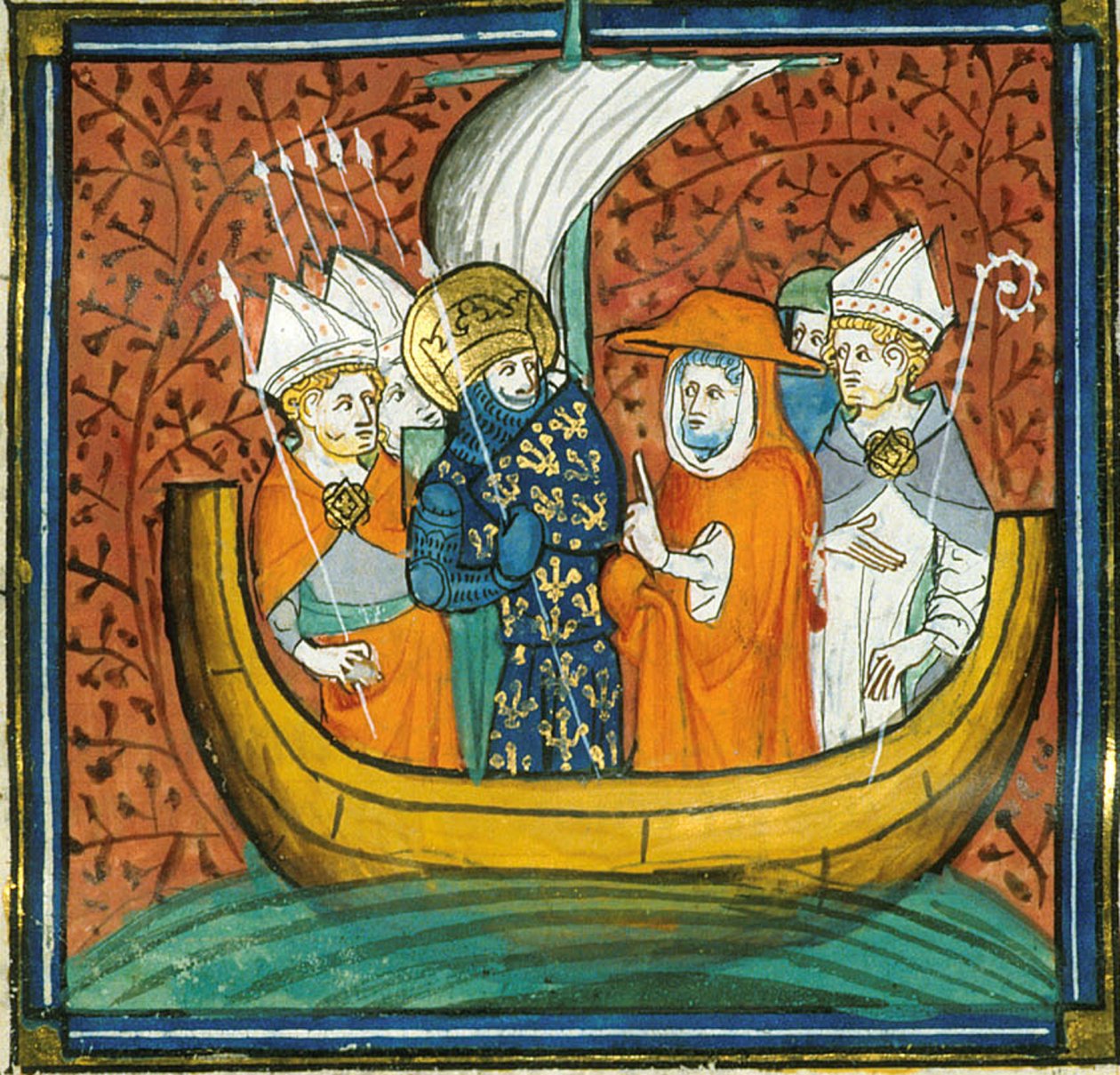 Konzil an Bord eines Schiffes, aus Chroniques de France ou de St Denis, 14. Jahrhundert von Georgia Levan Ramishvili from Tbilisi