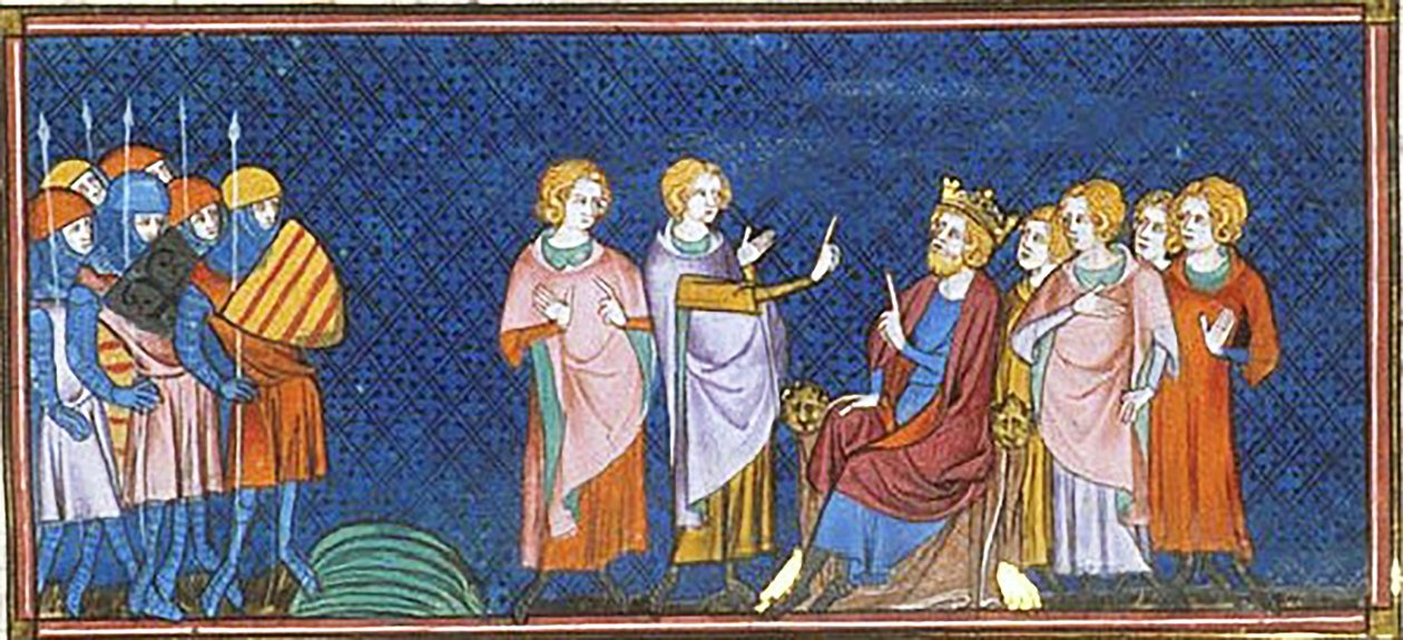 Heinrich I. von England empfängt französische Gesandte in der Nähe von Gisors, Chroniken von Saint-Denis, 1332-50 von Georgia Levan Ramishvili from Tbilisi