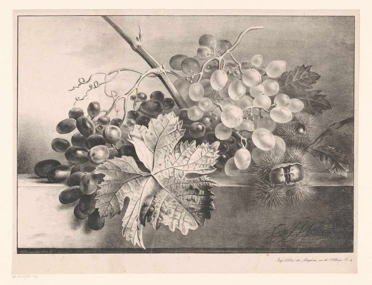 Stillleben mit Trauben und Kastanien von Georgius Jacobus Johannes van Os