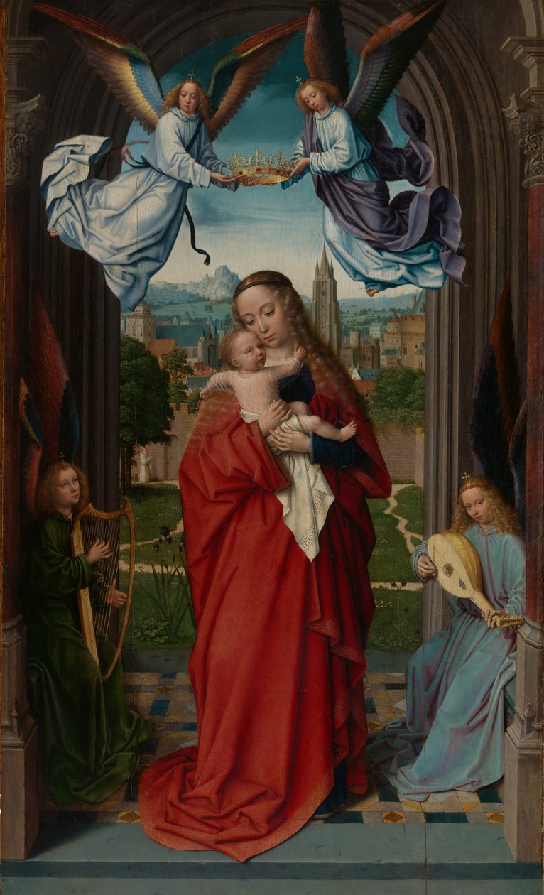 Jungfrau und Kind mit vier Engeln, ca. 1510-15 von Gerard David