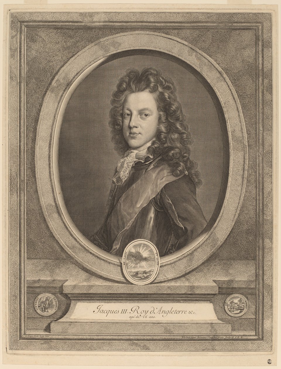 James III, Prinz von Wales von Gerard Edelinck after François de Troy