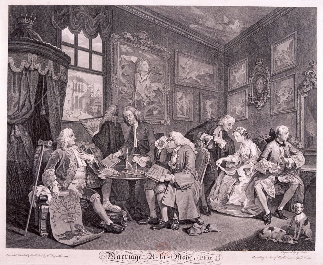 Heirat à la mode, 1745, Platte I von Gerard Jean Baptiste Scotin