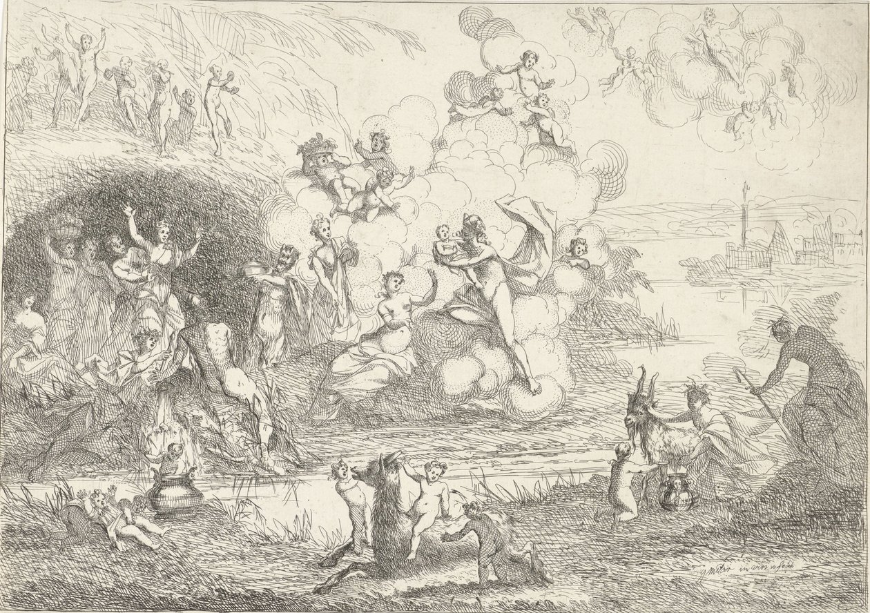 Merkur übergibt Bacchus den Nymphen (Das Leben der Bacchanten) von Gerard Melder