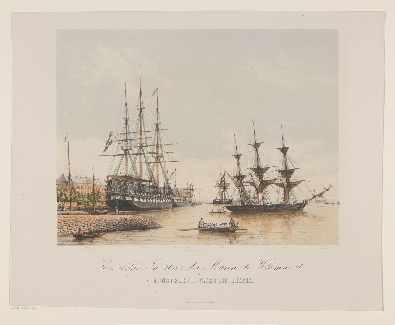 Korvette Z.M. Urania und Linienschiff Z.M. Kortenaert Königliches Marineinstitut in Willemsoord und Z.M. Schulschiff Urania von Gerard Voorduin
