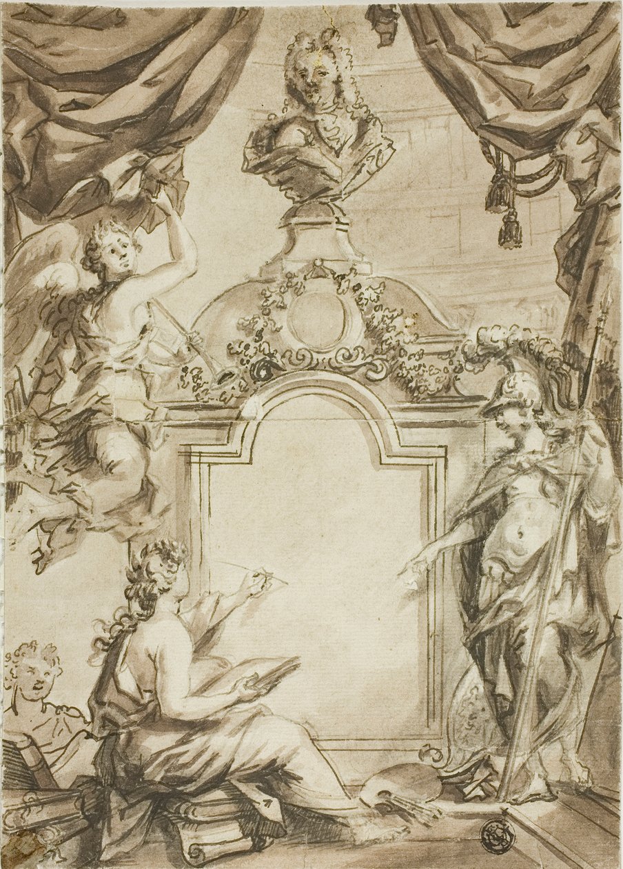Entwurf für Titelseite: Clio diktiert Minerva von Gerard de Lairesse