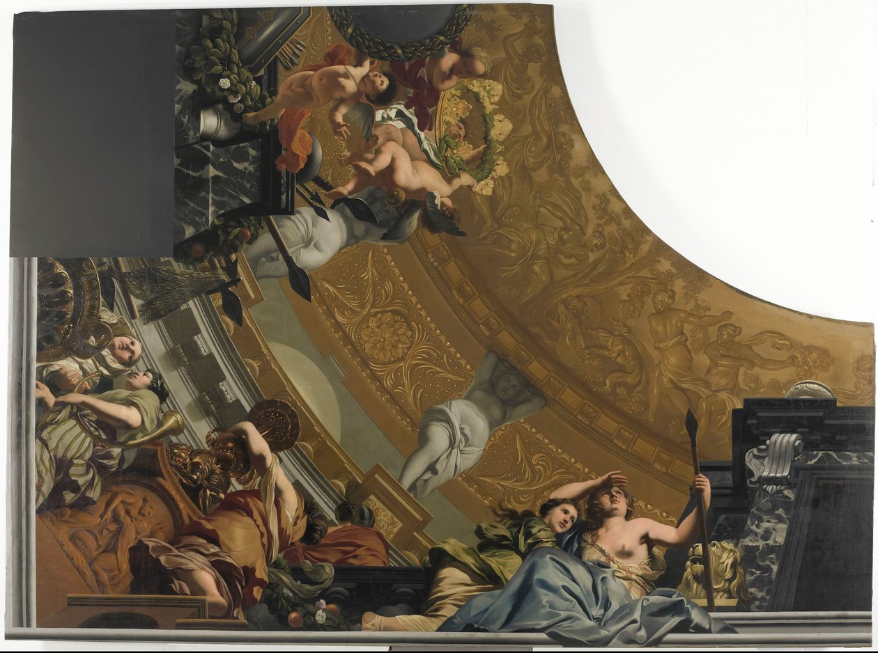Teil (unten links) eines Deckengemäldes mit der Hauptdarstellung Diana und ihre Gefährtinnen von Gerard de Lairesse