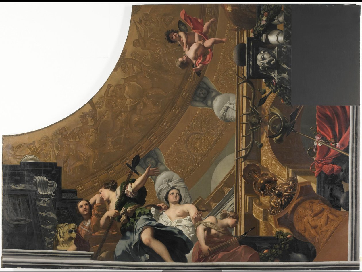 Teil (rechts unten) eines Deckengemäldes mit der Hauptdarstellung Diana und ihre Gefährtinnen von Gerard de Lairesse