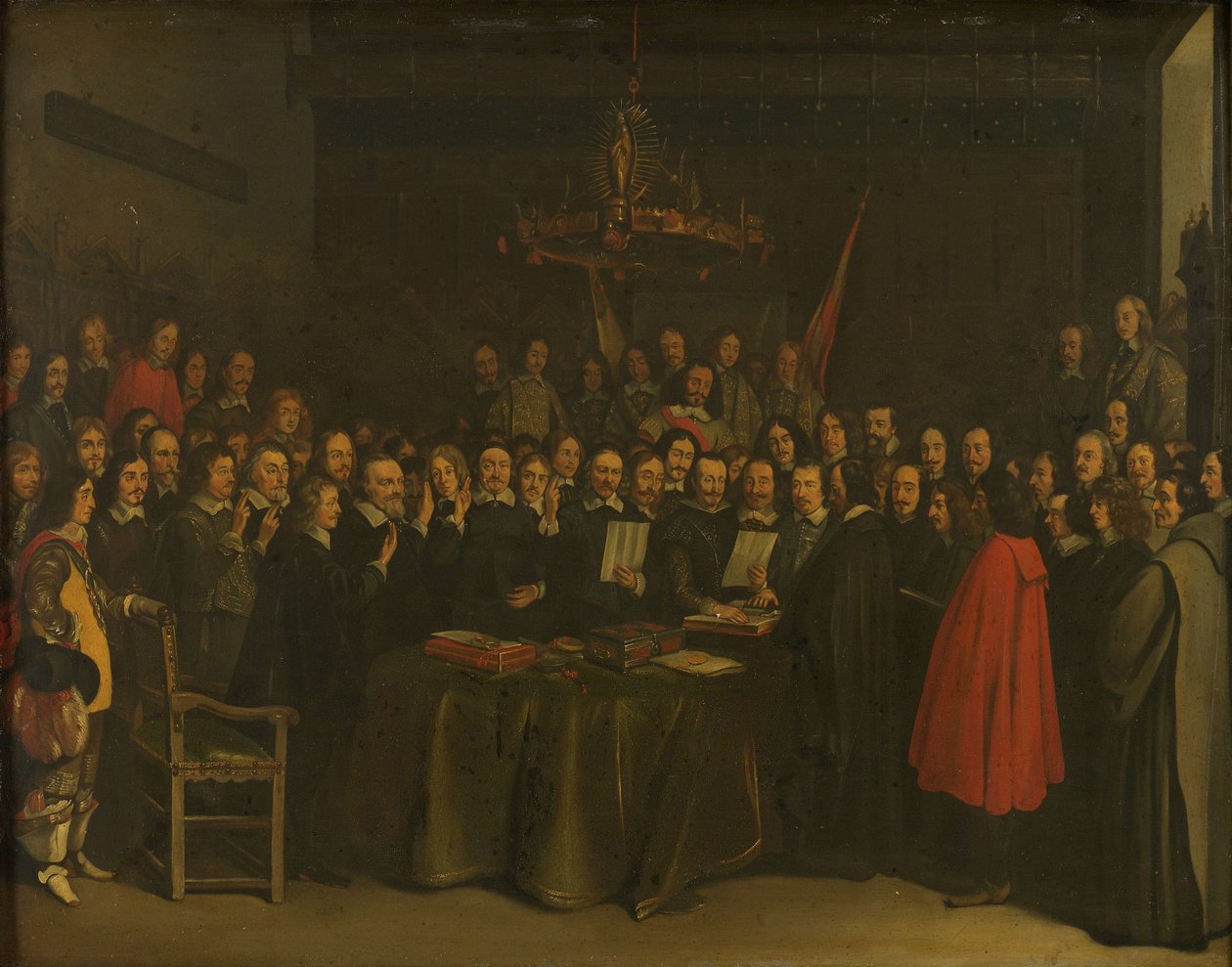 Ratifizierung des Friedens von Münster zwischen Spanien und der Niederländischen Republik im Rathaus von Münster, 15. Mai 1648 von Gerard ter Borch (II) (copy after)