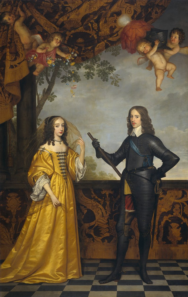 Doppelporträt von Wilhelm II. (1626-1650), Prinz von Oranien, und seiner Frau Maria Stuart (1631-1660) von Gerard van Honthorst