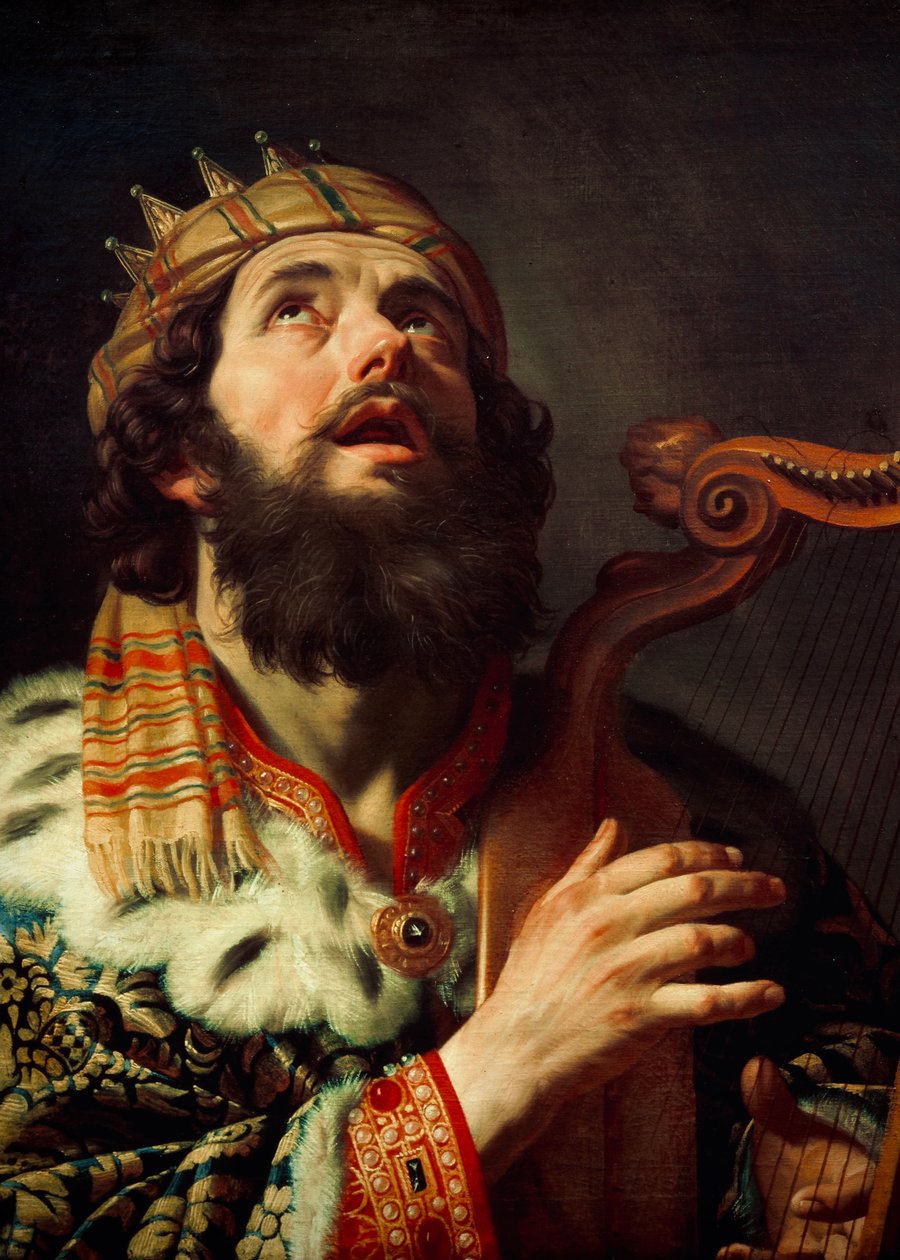 König David spielt die Harfe von Gerard van Honthorst