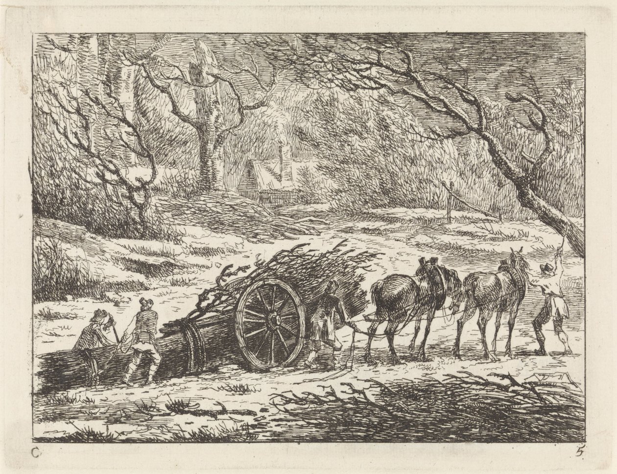 Landschaft mit einem von zwei Pferden gezogenen Wagen von Gerard van Nijmegen
